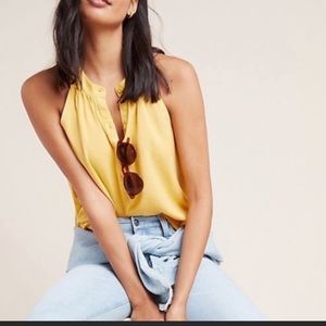 Cloth & Stone Anthropologie yellow halter top size small